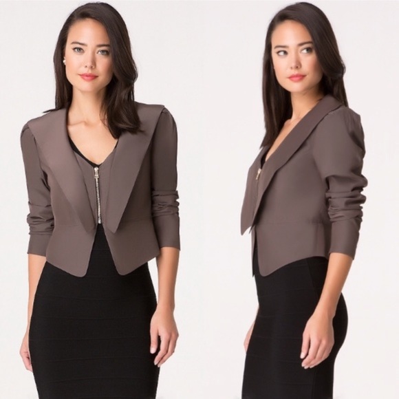 bebe Jackets & Blazers - NWT Bebe Emily Lined Brown Moto Jacket Sz 4
